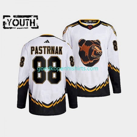 Boston Bruins David Pastrnak 88 Adidas 2022 Reverse Retro Wit Authentic Shirt - Kinderen